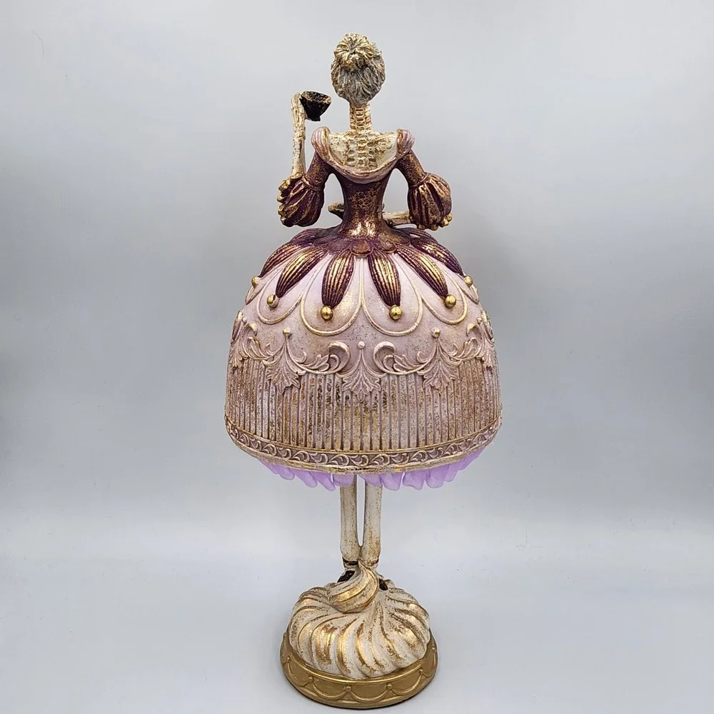 Bella Lux Skeleton Lady Halloween Figurine Purple Gold Victorian Gothic 16